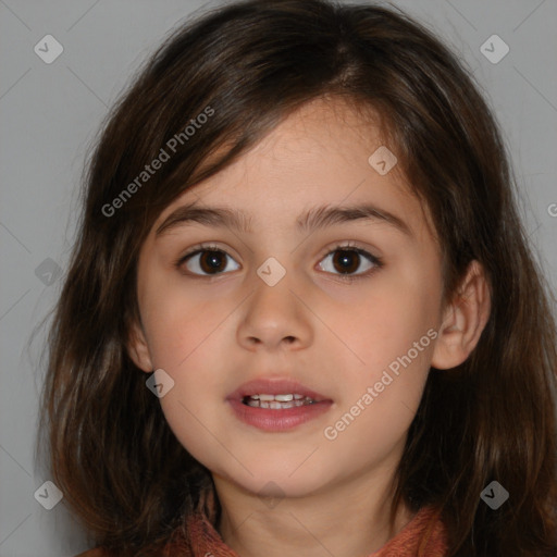 Neutral white child female with medium  brown hair and brown eyes
