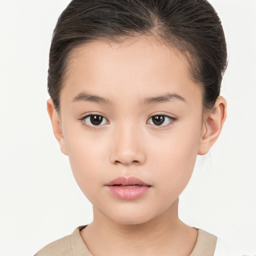 Neutral white child female with short  brown hair and brown eyes