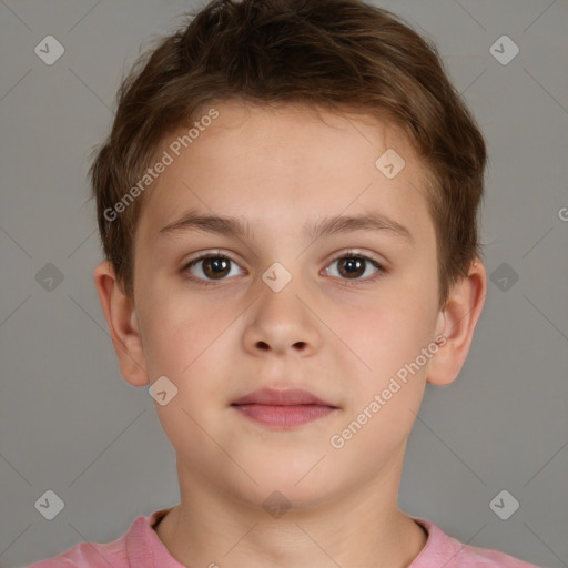 Neutral white child male with short  brown hair and brown eyes