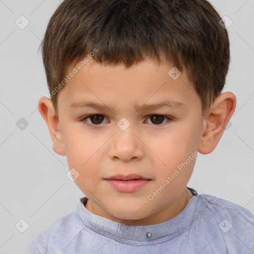 Neutral white child male with short  brown hair and brown eyes