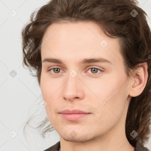 Neutral white young-adult male with medium  brown hair and brown eyes