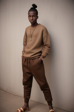 Senegalese teenager boy with  brown hair