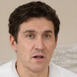 Neutral white adult male with short  brown hair and brown eyes