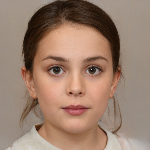 Neutral white child female with medium  brown hair and brown eyes