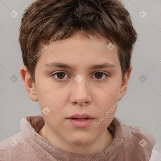 Neutral white child male with short  brown hair and brown eyes