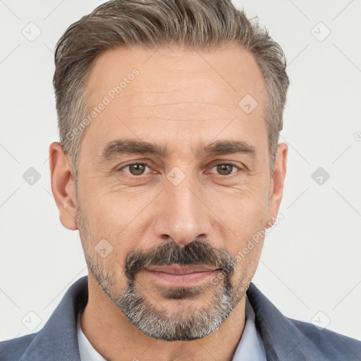 Neutral white adult male with short  brown hair and brown eyes