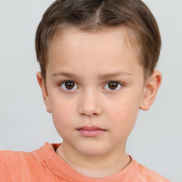 Neutral white child male with short  brown hair and brown eyes