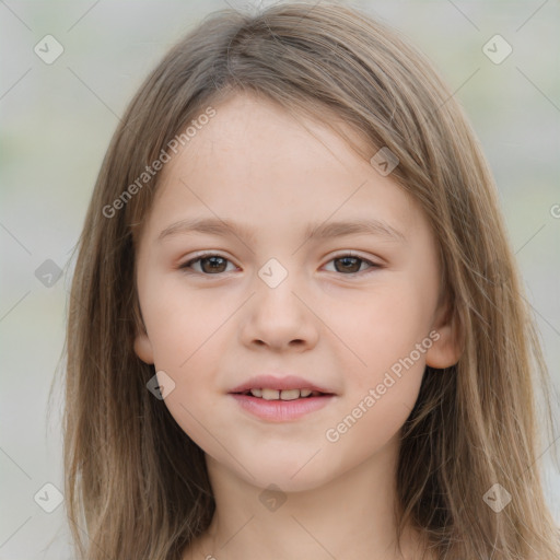 Neutral white child female with medium  brown hair and brown eyes