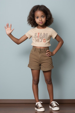 African american child female with  brown hair