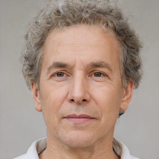 Neutral white middle-aged male with short  brown hair and brown eyes