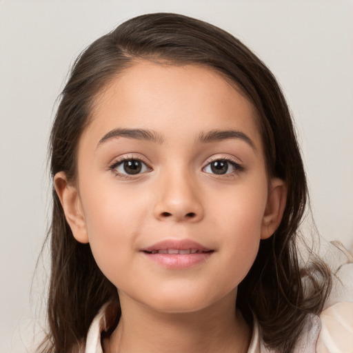 Neutral white child female with medium  brown hair and brown eyes