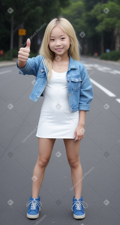 Taiwanese child girl with  blonde hair