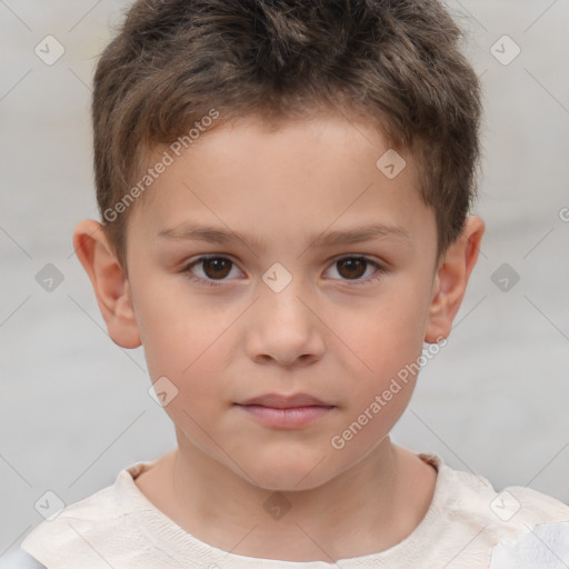 Neutral white child male with short  brown hair and brown eyes