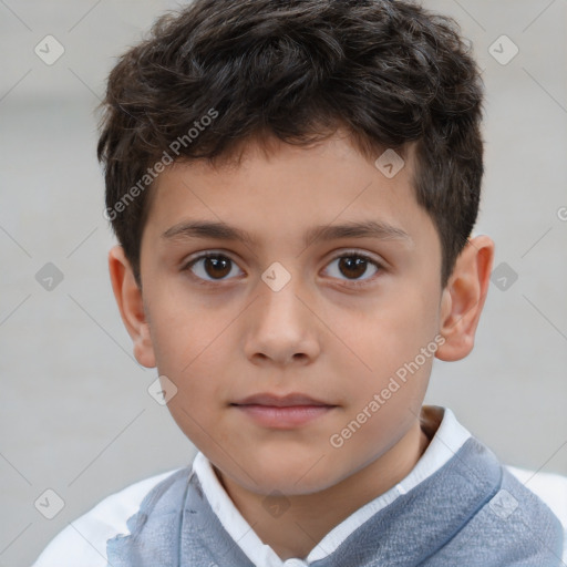 Neutral white child male with short  brown hair and brown eyes