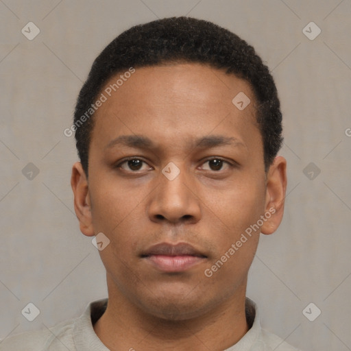Neutral latino young-adult male with short  brown hair and brown eyes