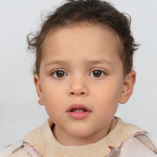 Neutral white child female with short  brown hair and brown eyes