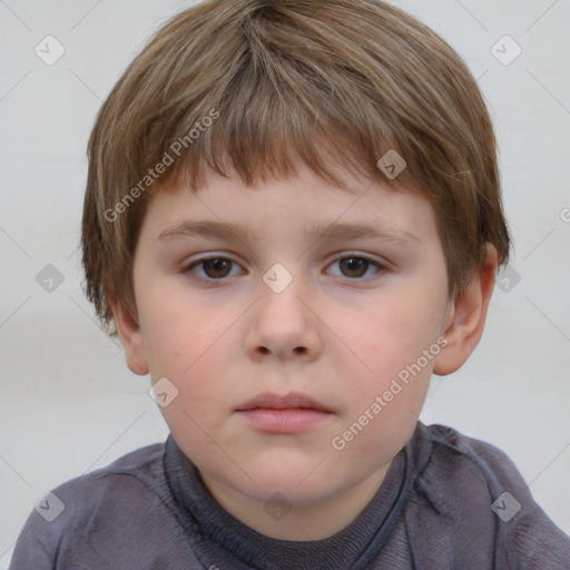 Neutral white child male with short  brown hair and brown eyes