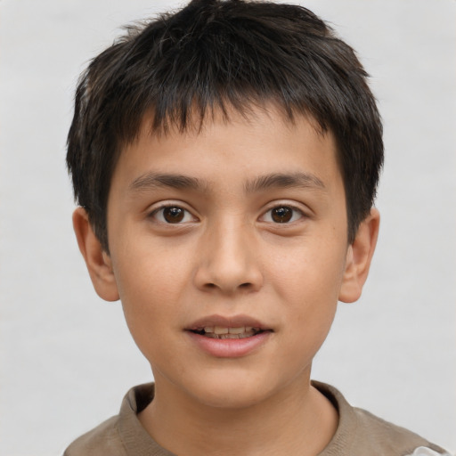 Neutral white child male with short  brown hair and brown eyes