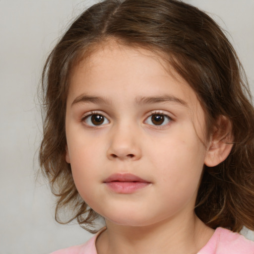 Neutral white child female with medium  brown hair and brown eyes