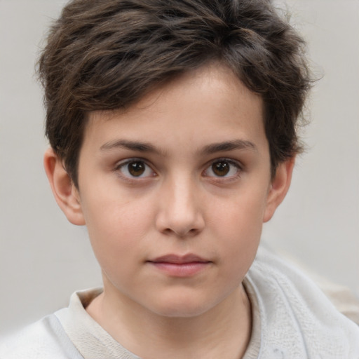 Neutral white child male with short  brown hair and brown eyes