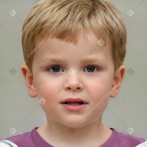 Neutral white child male with short  brown hair and brown eyes