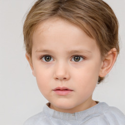 Neutral white child female with short  brown hair and brown eyes