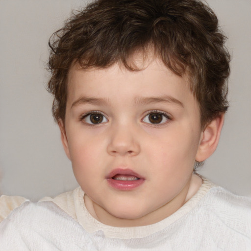 Neutral white child male with short  brown hair and brown eyes