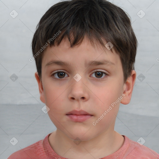 Neutral white child male with short  brown hair and brown eyes