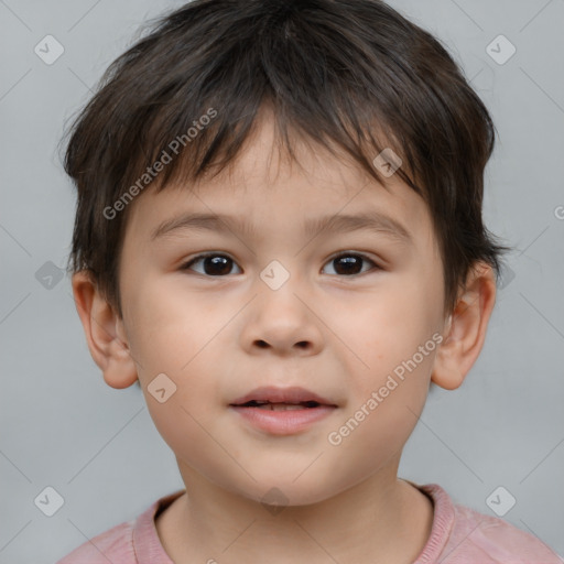 Neutral white child male with short  brown hair and brown eyes
