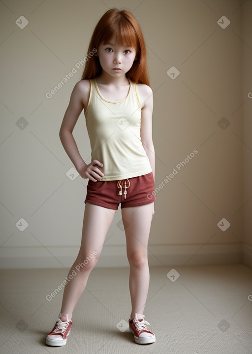 Japanese child girl with  ginger hair