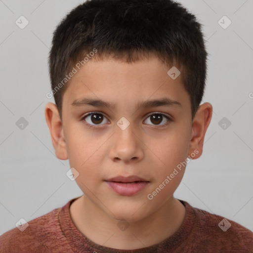 Neutral white child male with short  brown hair and brown eyes