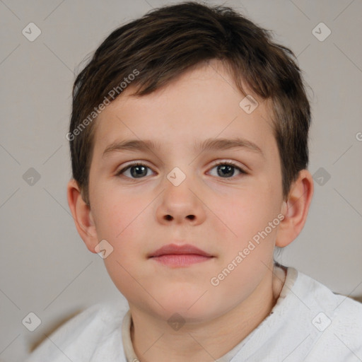 Neutral white child male with short  brown hair and brown eyes