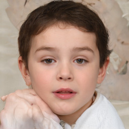 Neutral white child female with short  brown hair and brown eyes