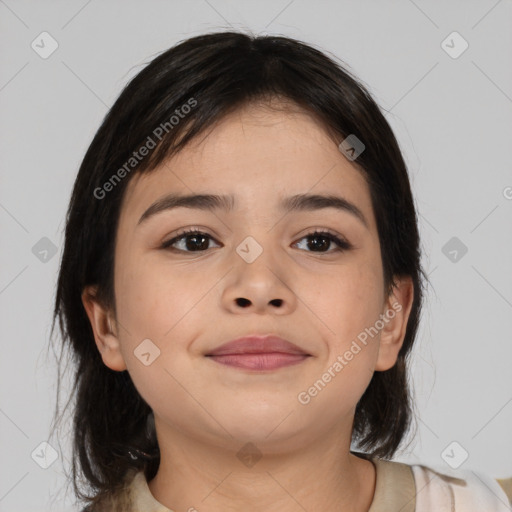 Neutral asian young-adult female with medium  brown hair and brown eyes