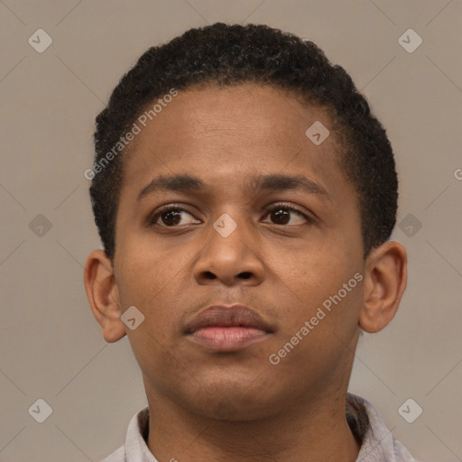 Neutral latino young-adult male with short  brown hair and brown eyes