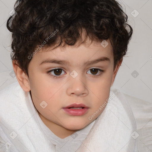 Neutral white child male with short  brown hair and brown eyes