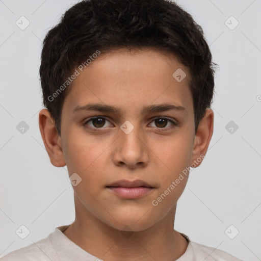 Neutral white child male with short  brown hair and brown eyes