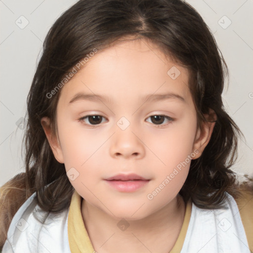 Neutral white child female with medium  brown hair and brown eyes