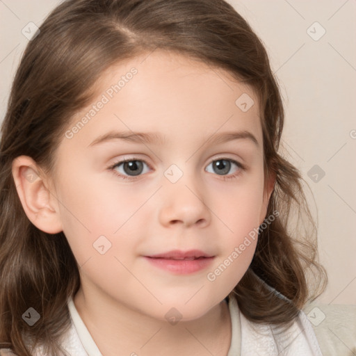 Neutral white child female with medium  brown hair and brown eyes