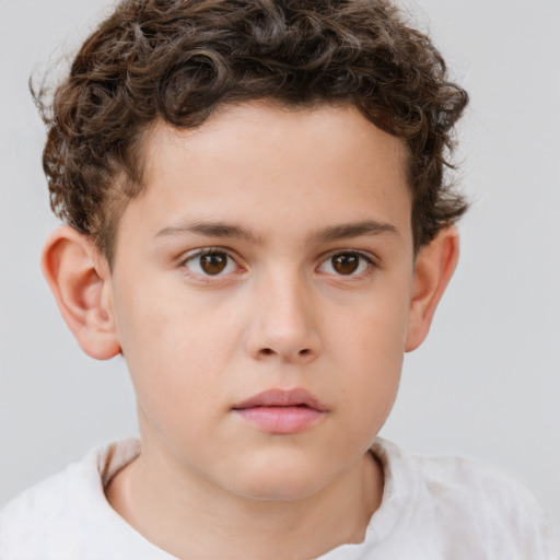 Neutral white child male with short  brown hair and brown eyes