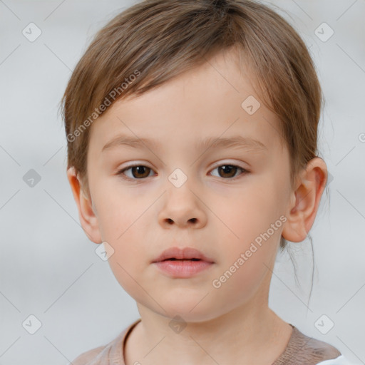 Neutral white child male with short  brown hair and brown eyes