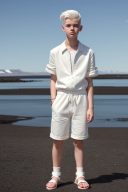 Icelandic teenager boy with  white hair