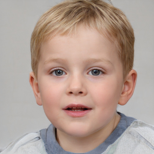 Neutral white child male with short  brown hair and blue eyes