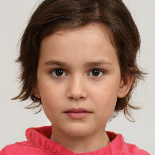 Neutral white child female with medium  brown hair and brown eyes