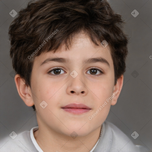 Neutral white child male with short  brown hair and brown eyes