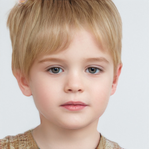 Neutral white child male with short  brown hair and grey eyes