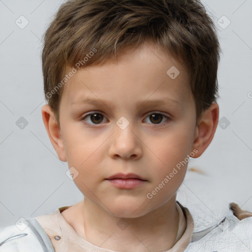 Neutral white child male with short  brown hair and brown eyes