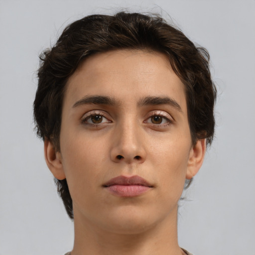 Neutral white young-adult male with medium  brown hair and brown eyes