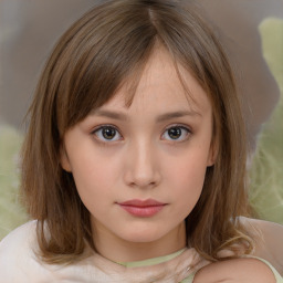 Neutral white child female with medium  brown hair and brown eyes