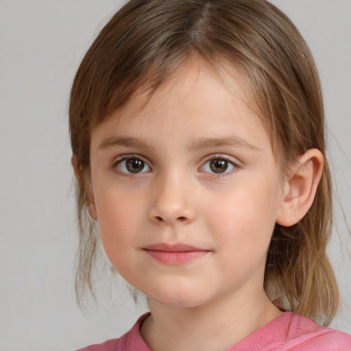 Neutral white child female with medium  brown hair and brown eyes